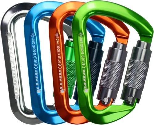Vista 14 de SEPEAK UIAA - Mosquetones de escalada de 30 kN con cierre de rosca, mosquetones profesionales de servicio pesado para escalada, montañismo, rappel