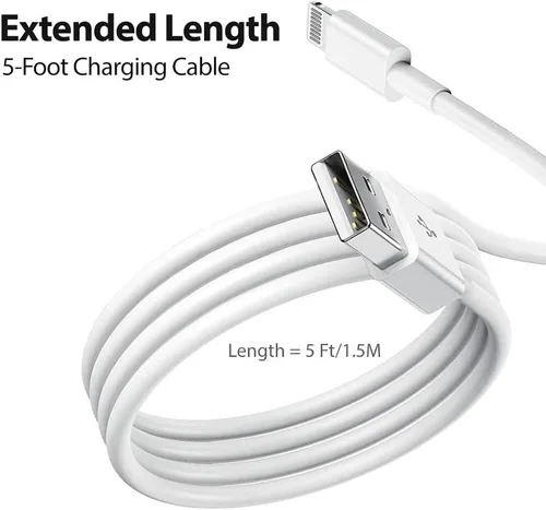Vista 2 de Cargador para iPhone [certificado MFi] - Cargador de pared para viajes y hogar con cable de 5 pies, compatible con iPhone 14, 13, 12, 11, SE, X, 8
