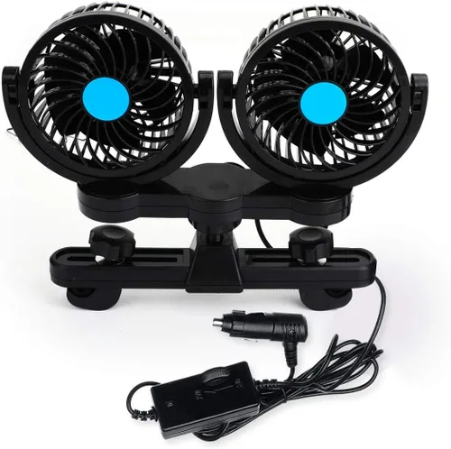Zento Deals - Ventilador de refrigeración eléctrico para asiento trasero del pasajero – Zento Deals de doble cabezal giratorio de 12 V Ventilación