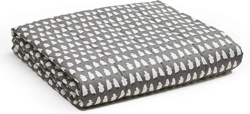 YnM Manta con peso, material de algodón transpirable con certificación Oeko-Tex, con cuentas de vidrio de primera calidad (pingüino, 41 x 60