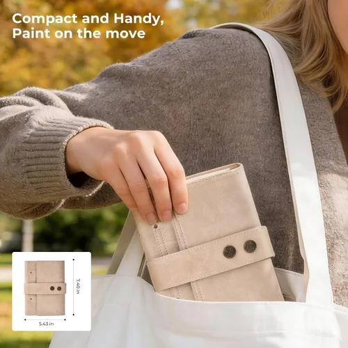 Vista 6 de Travel Watercolor Sketchbook Set - 6.7x3.9 in 100% Cotton Cold Press 20 Sheets Binder Art Journal with 36-Well Empty Ceramic Paint Palette & 2