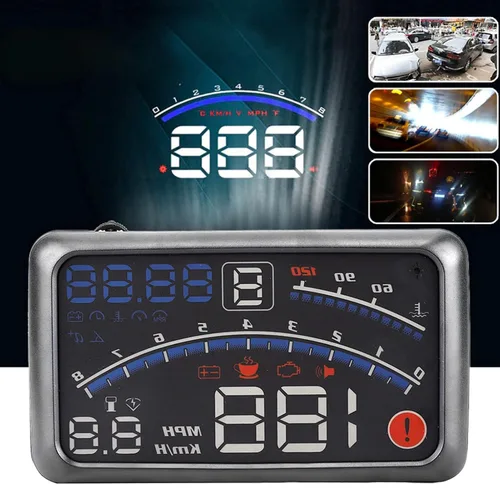 Vista 8 de Pantalla de velocidad HUD, pantalla universal para coche, HUD, visualización de límite, advertencia Plug & Play, cabeza móvil