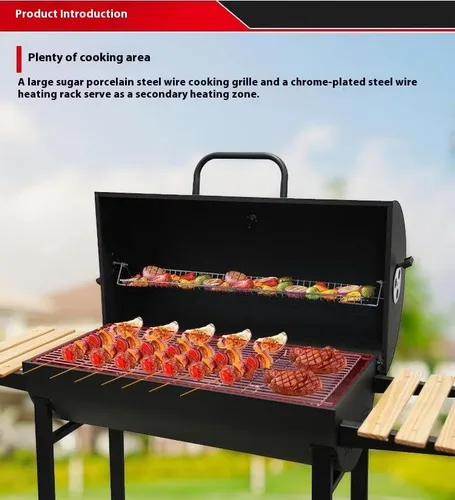 Vista 4 de Charcoal Grill with Two Side Tables, Heavy Duty Steel BBQ Grill for Outdoor Picnics, Backyard Patios and Parties