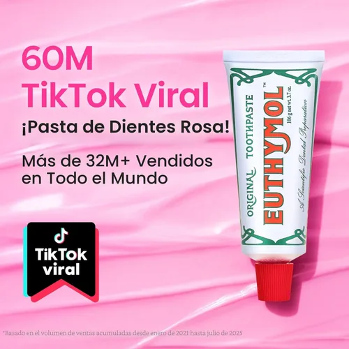 Vista 2 de EUTHYMOL Pasta de dientes rosa original (3.7 fl oz/paquete de 1) - Pasta de dientes sin flúor para dientes sensibles y encías. Mal aliento