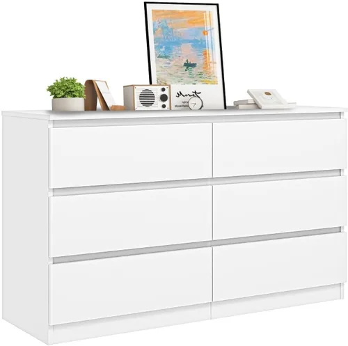 Vista 11 de VERYKE Cómoda negra de 6 cajones para dormitorio, cómoda con diseño sin asas para armario, mueble de almacenamiento moderno de madera para dormitorio