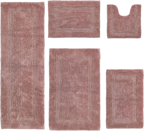 Vista 160 de Better Trends - Juego de 2 alfombras de baño 100% algodón, extra suaves, con borlas, de 17" x 24", alfombra de baño superabsorbente y reversible