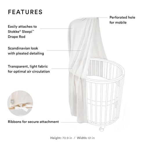 Vista 2 de Stokke Sleepi Canopy V3, blanco – Crea un ambiente acogedor y tranquilo para el bebé – Fácil de montar – Tela ligera – Compatible con Sleepi Mini &