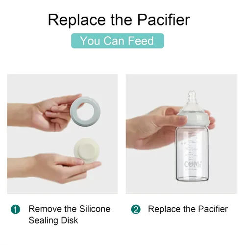 Vista 6 de COMI Botella de vidrio de cuello ancho para la colección de leche materna, 6 onzas con disco de sellado de anillo de tornillo; disco de sellado