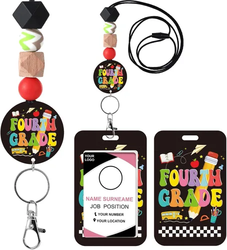 Vista 18 de Cordones para profesores de identificación - Accesorios de llavero con cuentas de silicona boho separables y lindo arcoíris, soporte