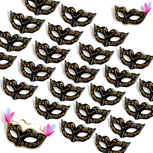 Vinsot Mini máscaras para mascarada, máscara de Mardi Gras, decoración veneciana decorativa para cupcakes, decoración de carnaval