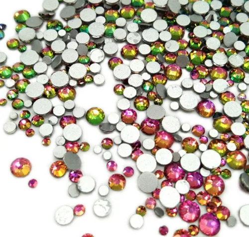 Vista 16 de Diamantes de imitación de espalda plana gemas redondas DIY decorativo Nail Face y accesorios de ropa ss3-20 mezcla (1440pcs cristal AB)
