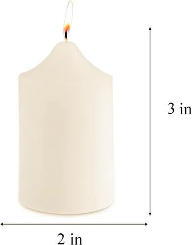 Vista 3 de Super Z Outlet Juego de 6 velas de pilar marfil sin perfume para bodas, decoración del hogar, relajación, mecha de algodón sin humo, 2 x 3