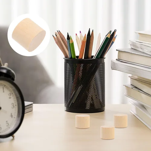 Vista 2 de Bloques cilíndricos de madera sin terminar para manualidades, bloques de manualidades naturales para proyectos de arte y manualidades, bloques lisos
