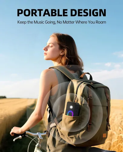 Vista 9 de OHAYO Bluetooth Speaker, Wireless Portable Outdoor Speakers, IPX6 Waterproof, 16W Bold Sound, 24H Playtime, TWS Pairing, Ambient Lights, Built-in