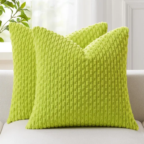 Vista 407 de Kevin Textile - Juego de 2 fundas de almohada decorativas de pana suave, estilo bohemio, a rayas, decoración del hogar para sofá, cama, sofá y sala