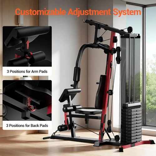 Vista 6 de Home Gym System with 160LB Weight Stack, Multifunctional All-in-One Workout Station, Full Body Strength Training System