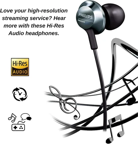 Vista 2 de Philips Pro Wired Earbuds with Microphone, Hi-Res Audio Earphones with Cord, Lightweight and Comfortable Wired in Ear Headphones with Mic, Powerful