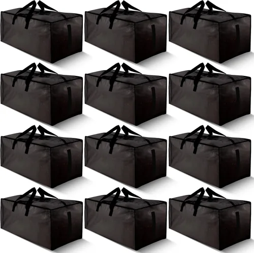 Vista 8 de HOMESURE Paquete de 4 bolsas de mudanza grandes y fuertes con cremalleras y asas de transporte, resistente al agua, bolsa de almacenamiento