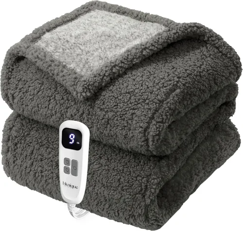 Vista 11 de Heated Blanket Electric Blanket Queen - Fast Heating Blanket Throw Dual Control Double Sided Sherpa with 10 Heating Levels & 2-10 Hours Auto Off