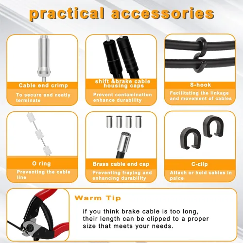 Vista 5 de Cortador de alambre de acero inoxidable, kit de carcasa de cable de cambio y freno de bicicleta, línea de transmisión de bicicleta estándar