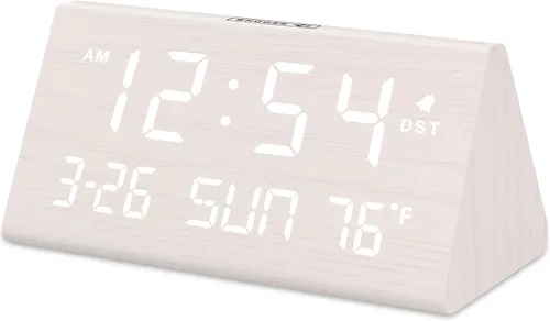 Vista 10 de DreamSky Wooden Digital Alarm Clock for Bedroom - 7.7" Electric Clocks with USB Port, Large Numbers, Temperature, 0-100% Brightness Dimmer