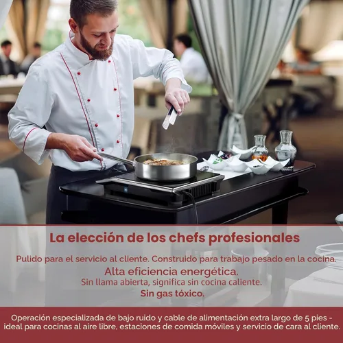 Vista 5 de ChangBERT Estufa de inducción con certificación NSF Professional Chef Edition, quemador de inducción comercial de 1800 W con vidrio Schott, bobina