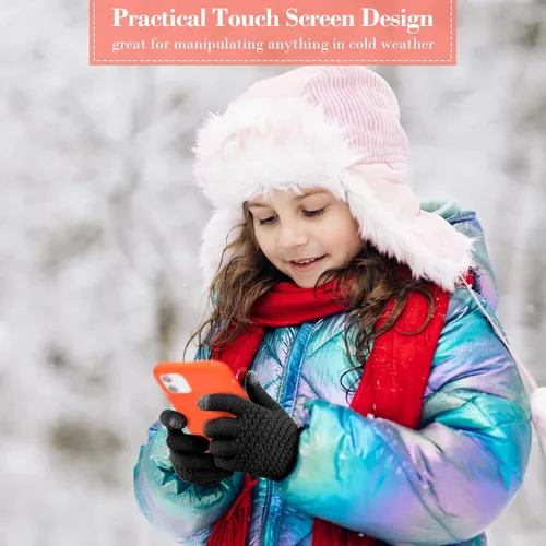 Vista 3 de Coume 4 pares de guantes de punto para pantalla táctil de invierno para niños