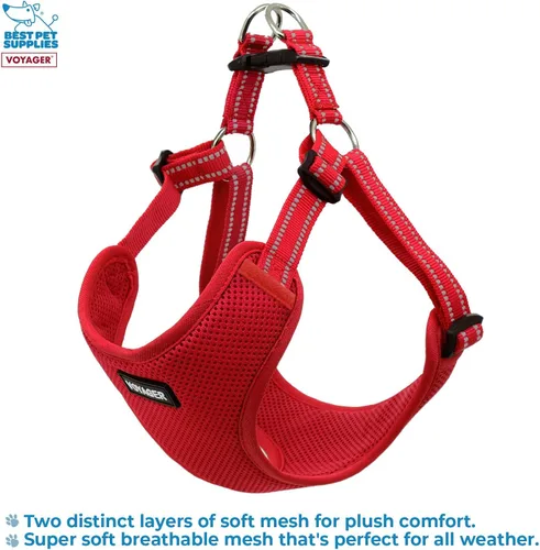 Vista 4 de [Usado] Best Pet Supplies Voyager - Arnés de malla transpirable para perro, costuras reflectantes, ajustable para todo tipo de clima, para caminar