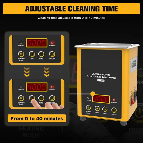 Vista 3 de Máquina de limpieza ultrasónica digital 2L, con modo de calefacción, tiempo ajustable, pantalla digital, ampliamente utilizada para piezas