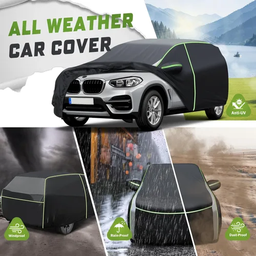 Vista 4 de Mixsuper Liner Funda para coche para BMW X3 2003-2026, 7 capas, funda impermeable para coche, accesorios para X3 con puerta con cremallera, tiras