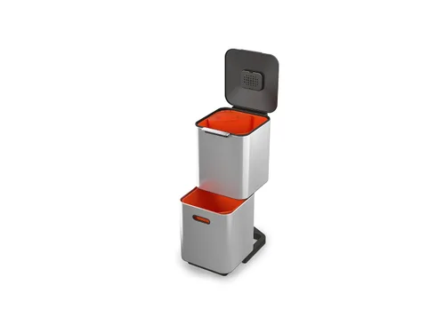 Joseph Joseph Totem Compact - Contenedor de cocina para separación y reciclaje de residuos de 10.5 galones (40 litros) con filtro de olores y Acero