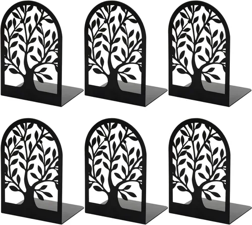 Umikk Sujetalibros para estantes, extremo de libro de árbol para sostener libros, tapón de metal para libros, soporte antideslizante para libros,