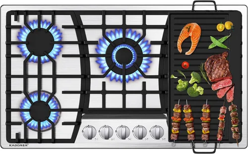 Vista 10 de Placa de cocina de gas de 24 pulgadas, estufa de gas integrada con 4 quemadores, cocinas convertibles NG/LPG, placa de cocina de propano de doble