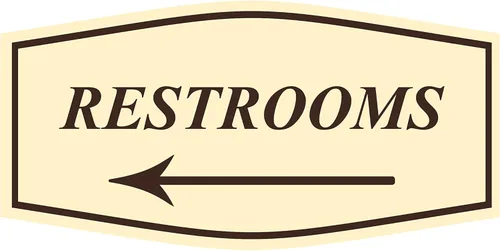Vista 24 de Fancy Restrooms - Letrero de flecha izquierda (negro), pequeño, 1 paquete