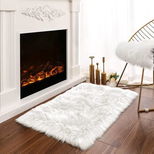 Vista 19 de Latepis - Alfombra rectangular de piel sintética tipo lana de oveja suave y esponjosa de estilo bohemio para sala de estar, dormitorio y residencias
