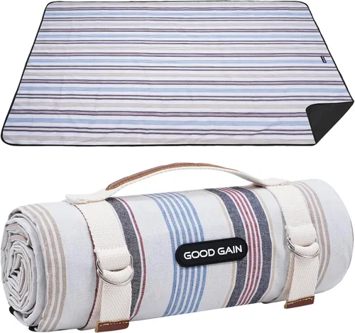 Vista 11 de G GOOD GAIN Mantas de pícnic impermeables extra grandes – Manta para exteriores sin arena plegable con correa de transporte para playa, camping