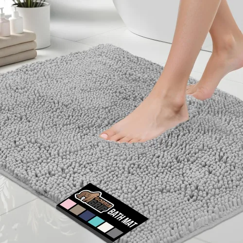 Vista 44 de Gorilla Grip - Tapete de baño de felpilla gruesa, suave y absorbente, secado rápido, de microfibra, con reverso de caucho, para piso de ducha, Negro