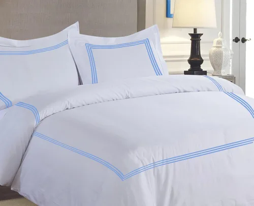 Vista 53 de BedDecor Lujoso juego de funda de edredón de algodón egipcio de 400 hilos, 1 pieza con hermoso bordado de 2 rayas