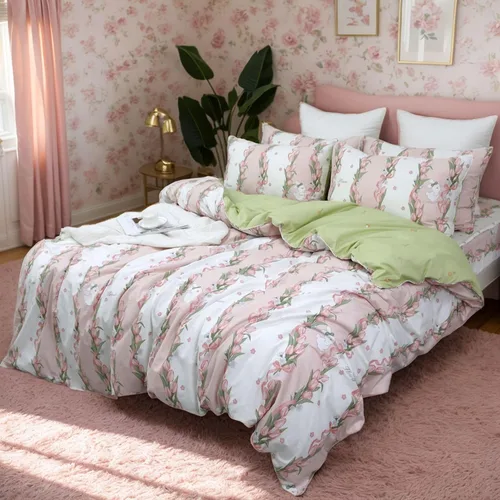 Vista 25 de FADFAY Juego de funda de edredón floral, tamaño completo, 100 % algodón, diseño de rosas y flores, funda de edredón azul, ropa de cama vintage