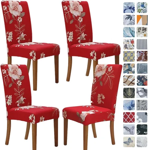 Vista 83 de SPRINGRICO Juego de 4 fundas elásticas para sillas de comedor de Navidad, fundas para sillas Parsons de cocina, fundas de asiento extraíbles