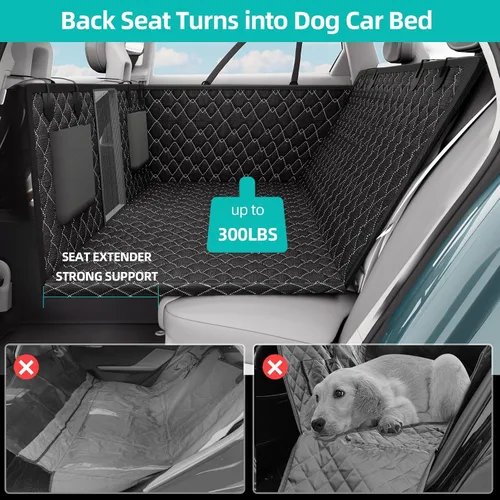 Vista 3 de Petiza Extensor de asiento trasero para perros, parte inferior dura, funda de asiento de automóvil para asiento trasero, resistente a los arañazos