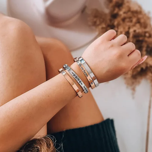 Vista 3 de JoycuFF - Pulseras inspiradoras para mujer, con mensajes grabados, regalo de navidad o cumpleaños para ella