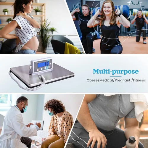 Vista 5 de Báscula de peso corporal extra ancha para uso médico, doméstico y de lucha libre, 440 libras Accurate Weigh-Ins, Easy-Read LCD Display, Hold &