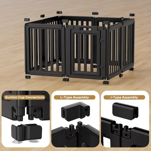 Vista 4 de Corralito para perros, corral transparente para perros, corral para perros en interiores, fácil de instalar y quitar, corralito para cachorros