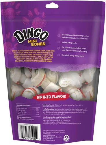 Vista 2 de Dingo 95014 Mini Bones, cuero crudo para perros pequeños, de juguete, rojo, 14