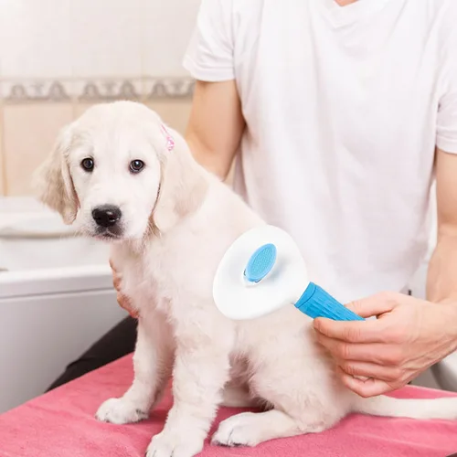 Vista 8 de Depets Cepillo de limpieza autolimpiante, cepillo de pelo suelto fácil de quitar, herramienta de masaje para mascotas adecuada para mascotas