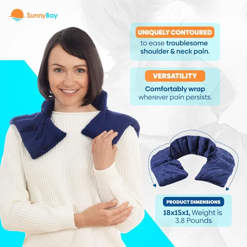 Vista 2 de SunnyBay Almohadilla térmica para microondas, envoltura térmica para cuello y hombros con cobertura adicional para aliviar el dolor de espalda
