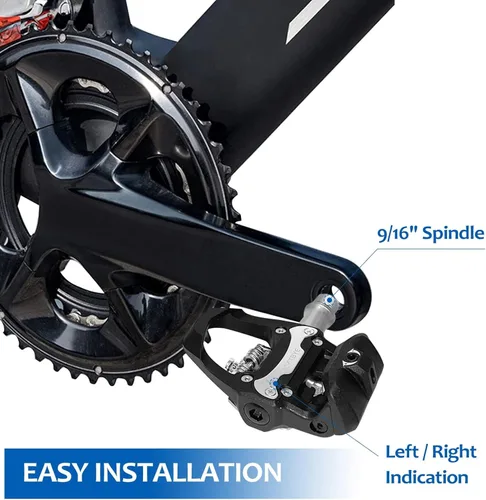 Vista 4 de ZCVTBYE - Pedales de bicicleta de doble plataforma con tacos, compatibles con sistemas Shimano SPD y Delta, para Peloton, bicicleta de carretera