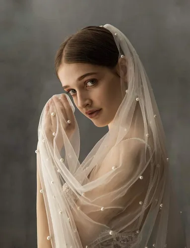 Vista 4 de EllieHouse HD34 - Velo de novia con peine de metal para mujer, 1 nivel, perla
