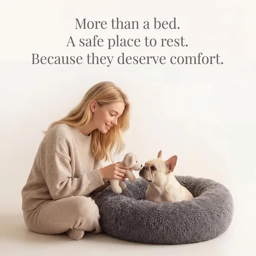 Vista 8 de Cama relajante de 30 pulgadas para perros medianos, color gris oscuro, cama lavable y antiansiedad